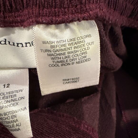 Alfred Dunner Pants Womens Size 12 Plum Corduroy Pull On Straight High Rise - Picture 4 of 6